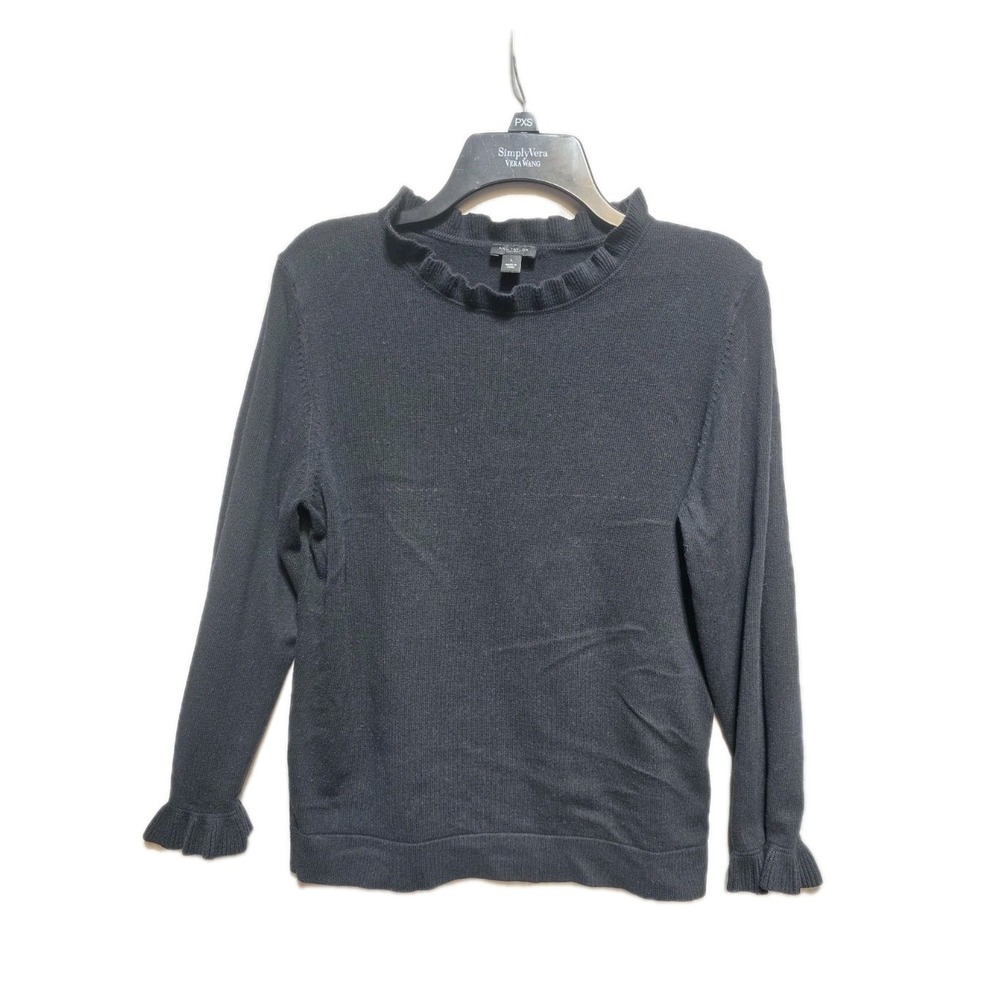 Ann‎ Taylor Ruffle Knit Sweater Black Size Large